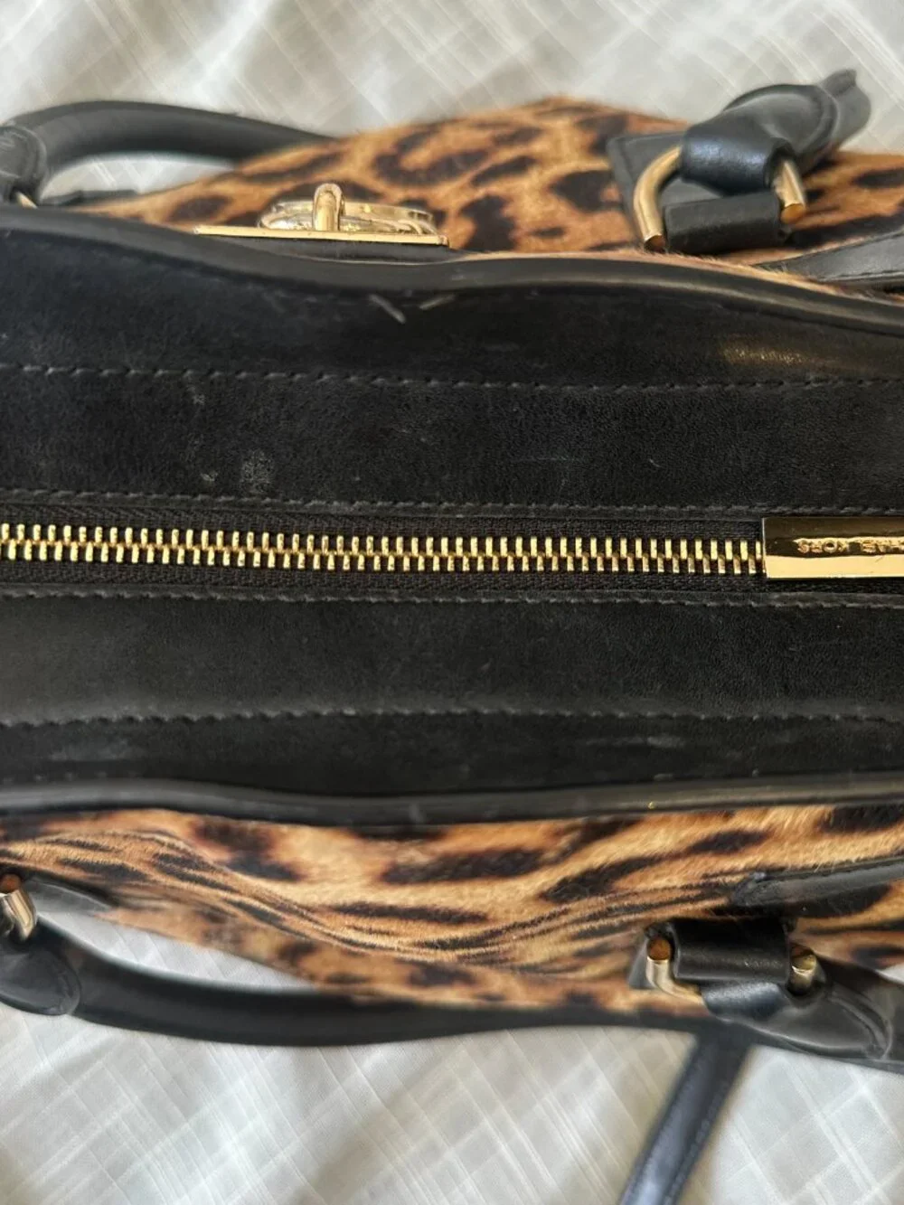 Michael Kors Hamilton Leopard Calf Hair Satchel